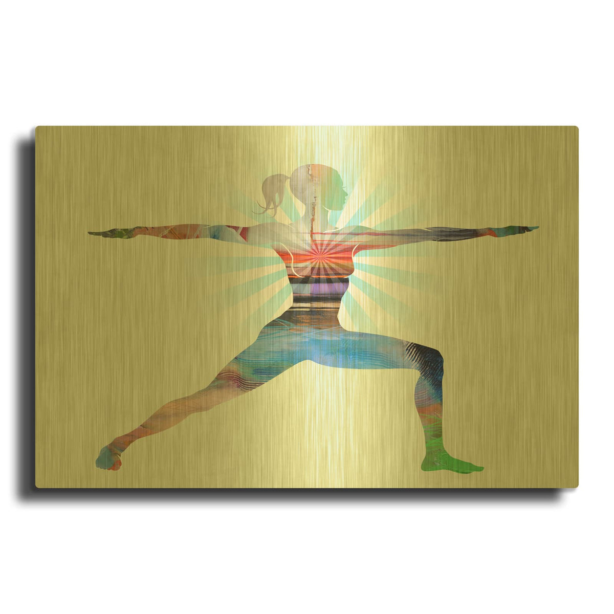 'Warrior Pose Two Moon' By Tim Parker Gold Metal Wall Art