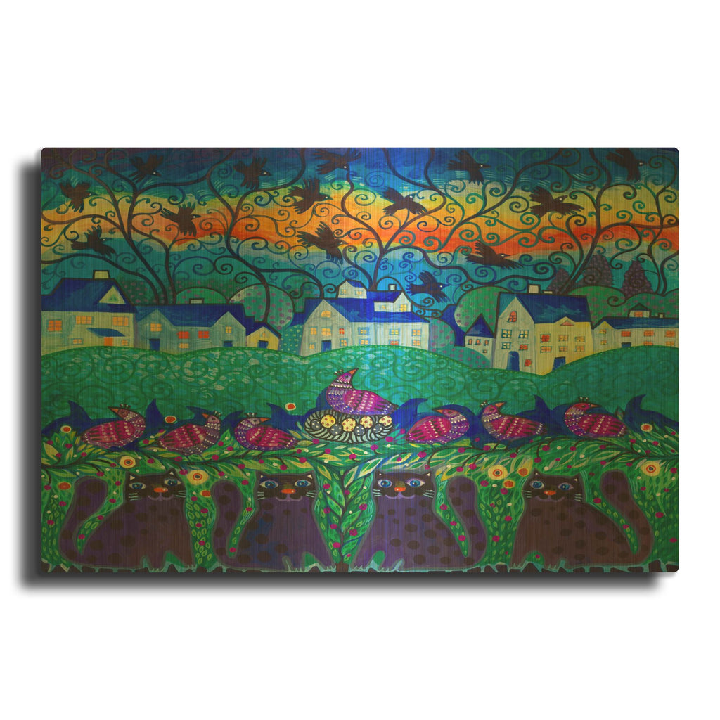 'Black Cats' By Oxana Zaika Gold Metal Wall Art
