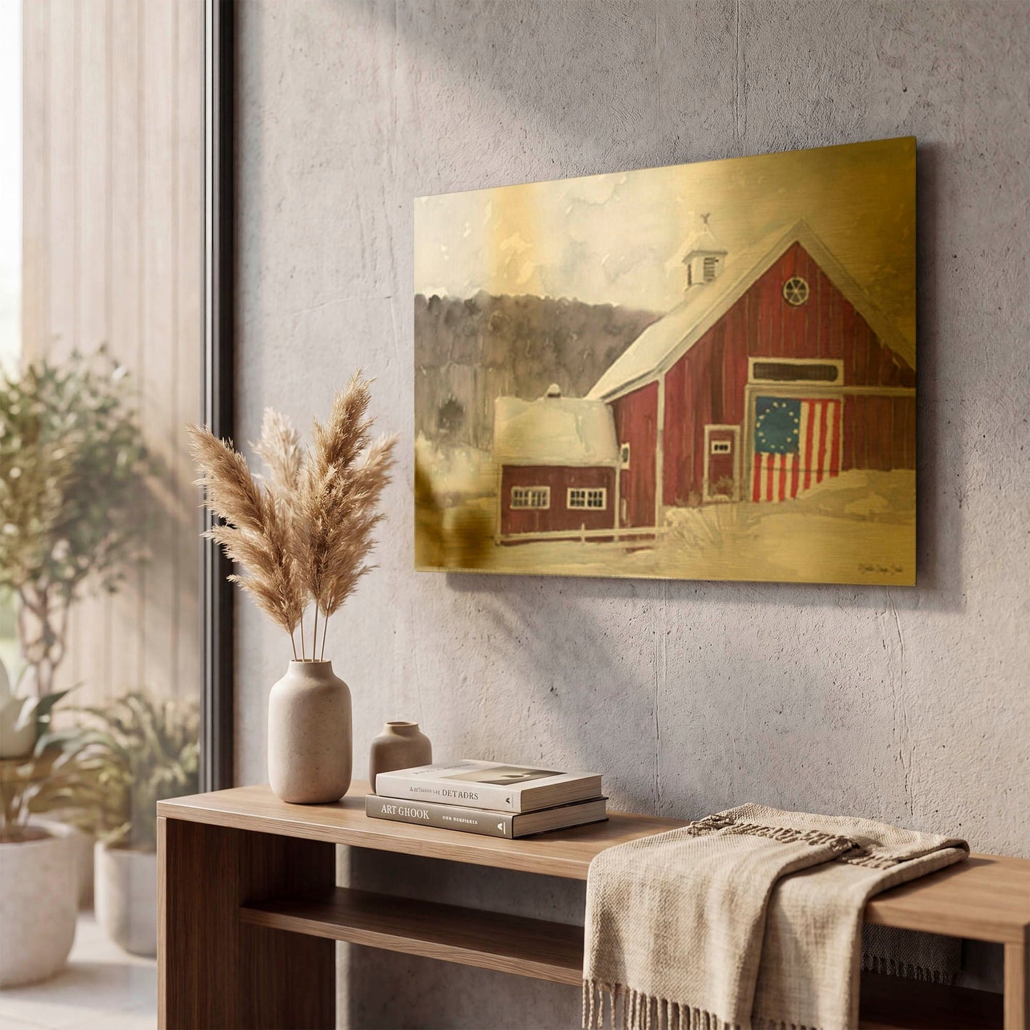 'American Barn' By Stellar Design Studio Gold Metal Wall Art