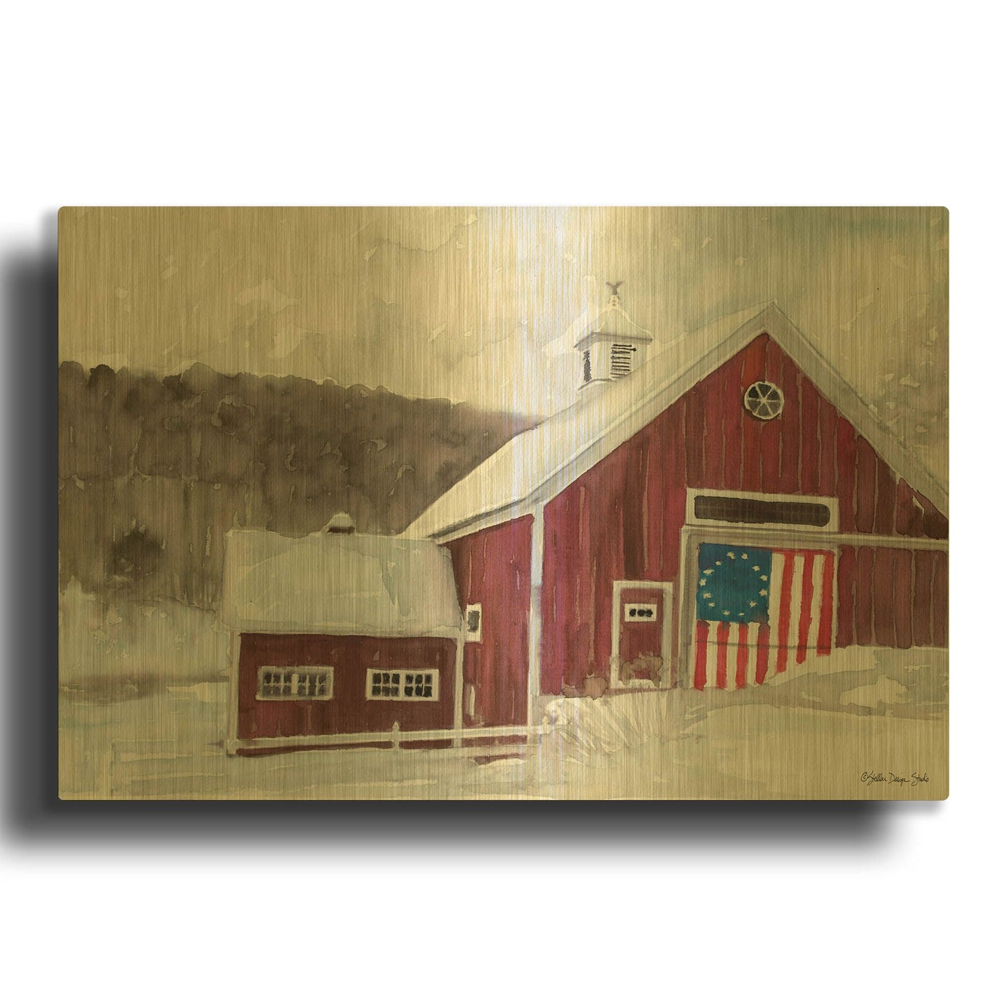 'American Barn' By Stellar Design Studio Gold Metal Wall Art