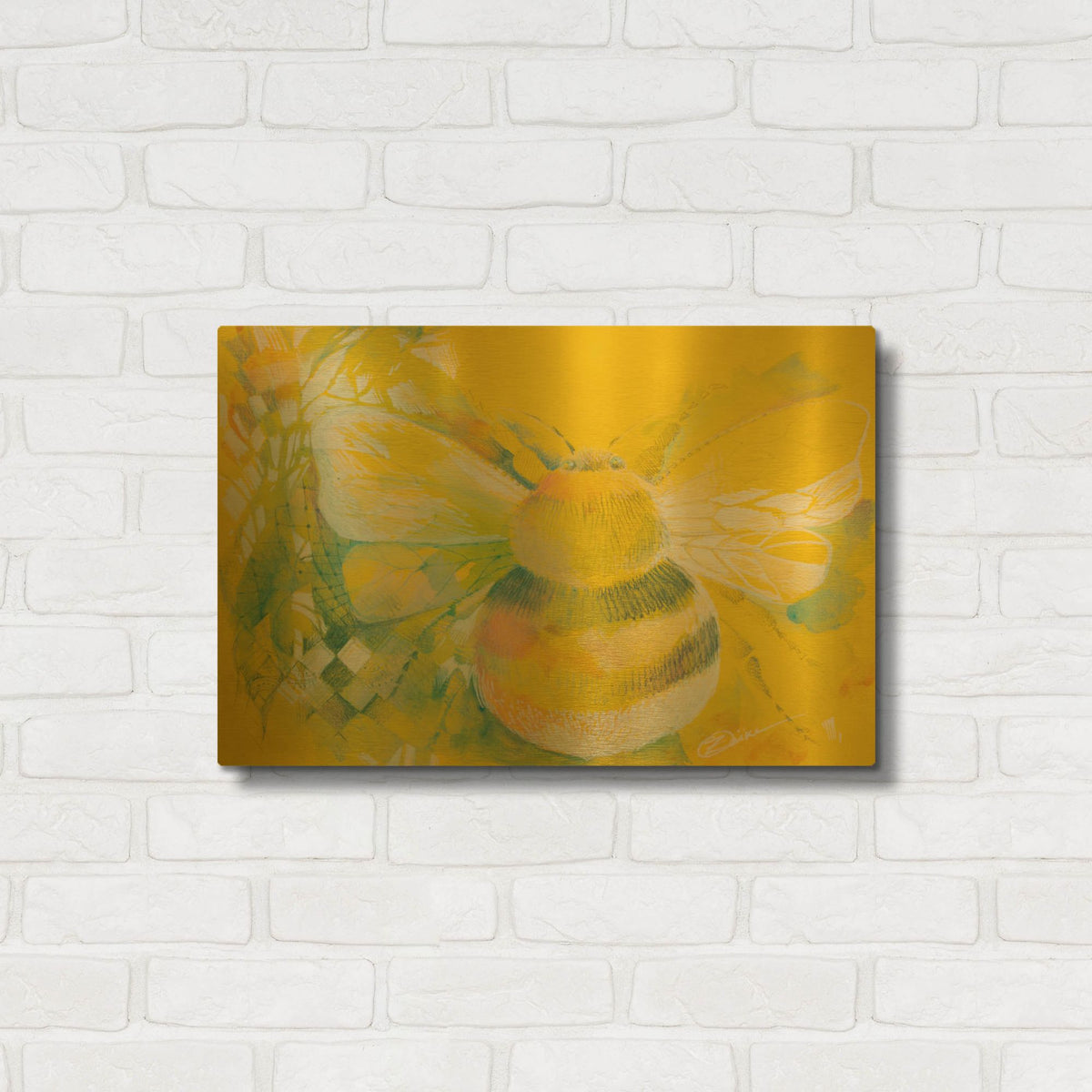 'Bumblebee 1' By Oxana Zaika Gold Metal Wall Art