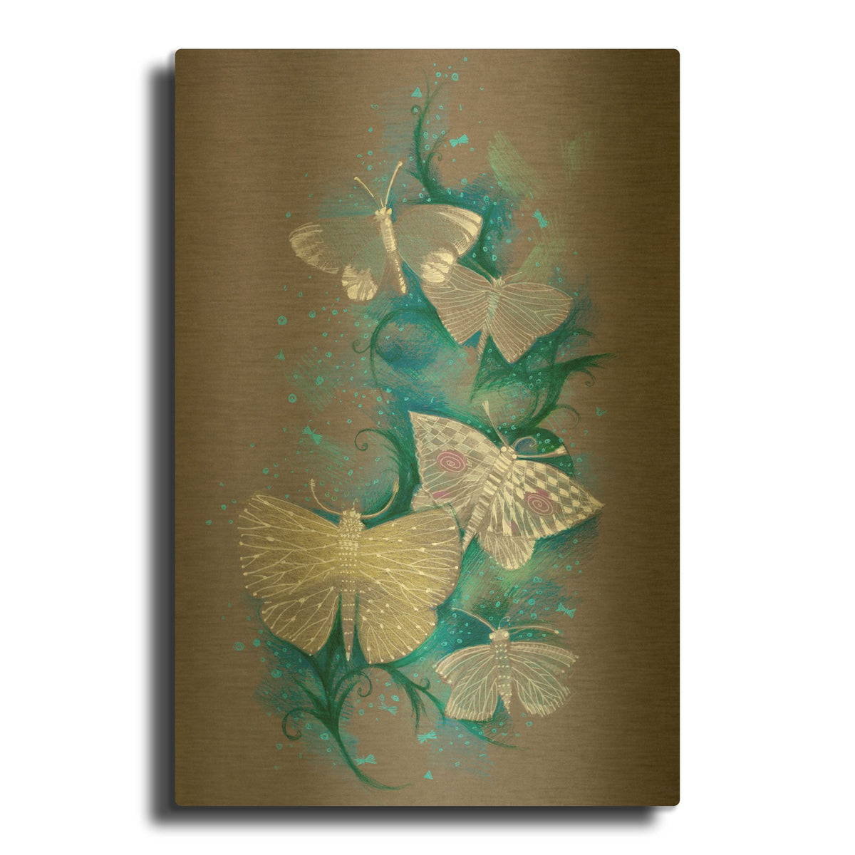 'Butterflies' By Oxana Zaika Gold Metal Wall Art