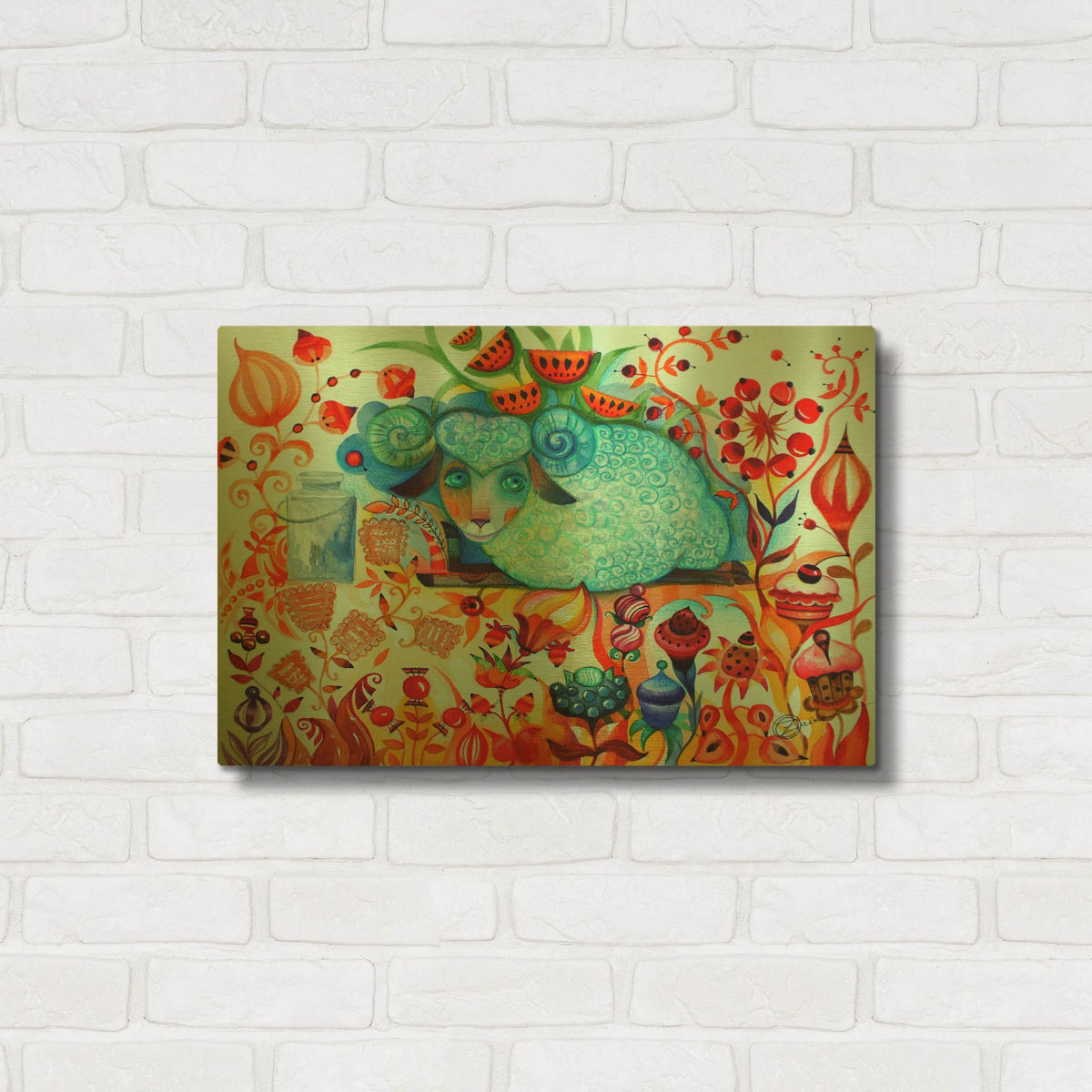 'Candy Sheep' By Oxana Zaika Gold Metal Wall Art