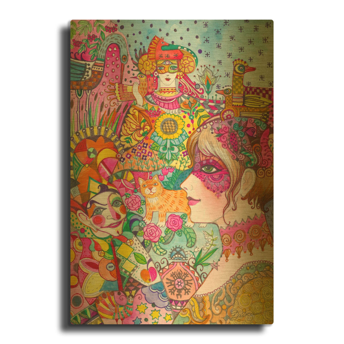 'Carnaval 3' By Oxana Zaika Gold Metal Wall Art