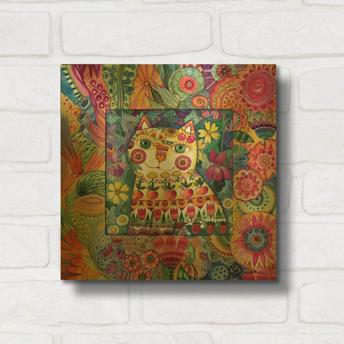 'Cat 2' By Oxana Zaika Gold Metal Wall Art