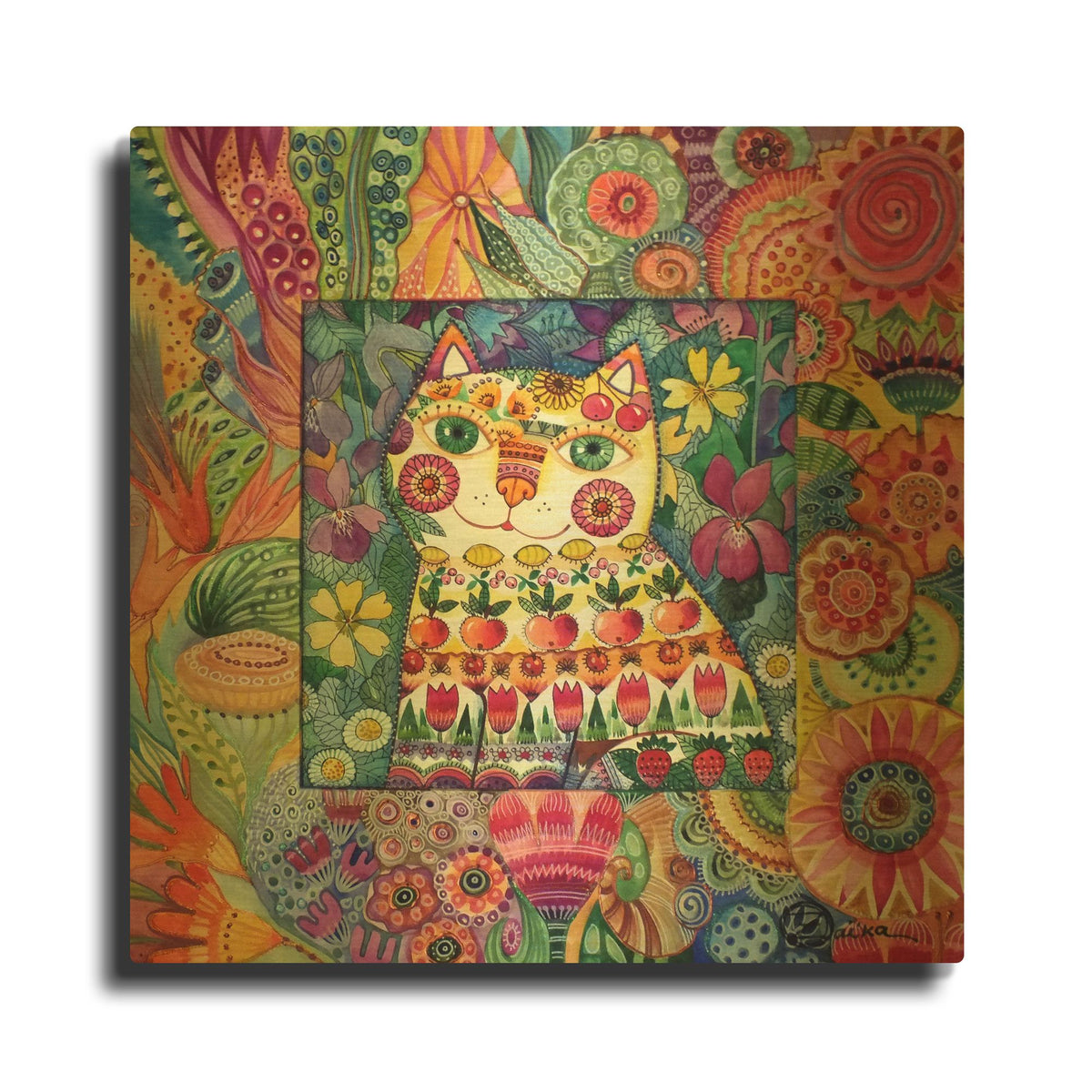 'Cat 2' By Oxana Zaika Gold Metal Wall Art