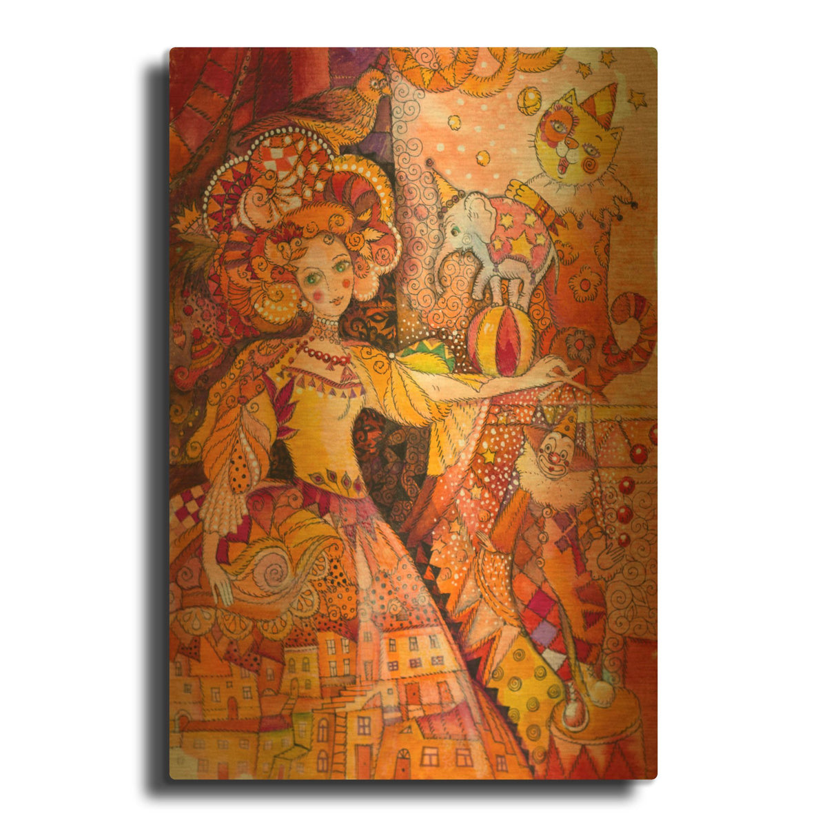 'Circus 1' By Oxana Zaika Gold Metal Wall Art