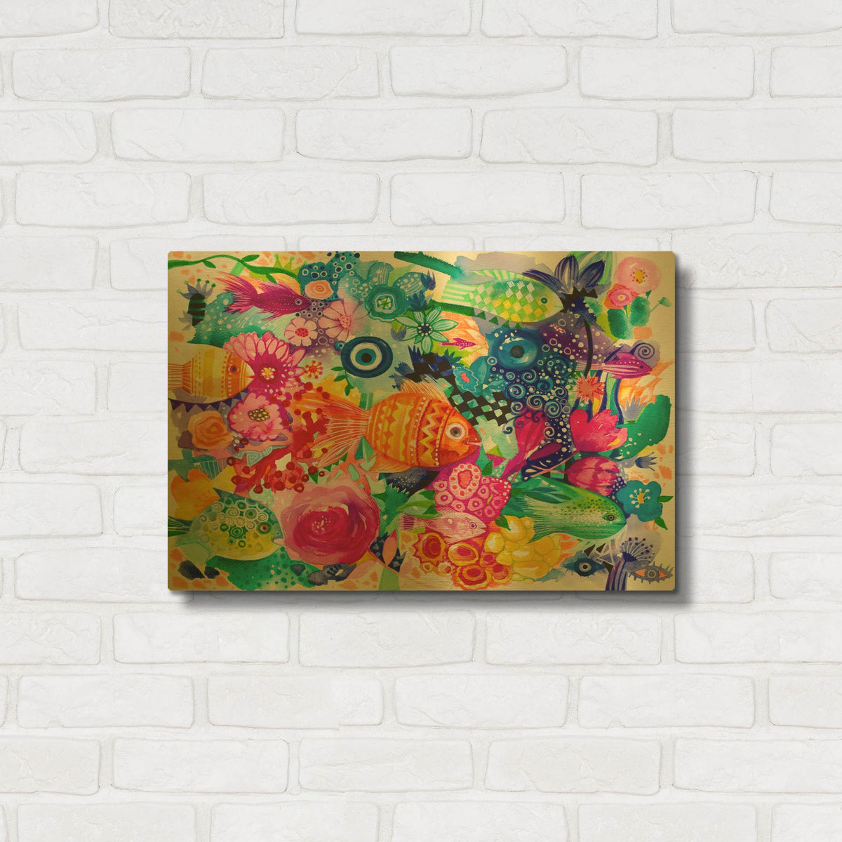 'Fish Nazar' By Oxana Zaika Gold Metal Wall Art