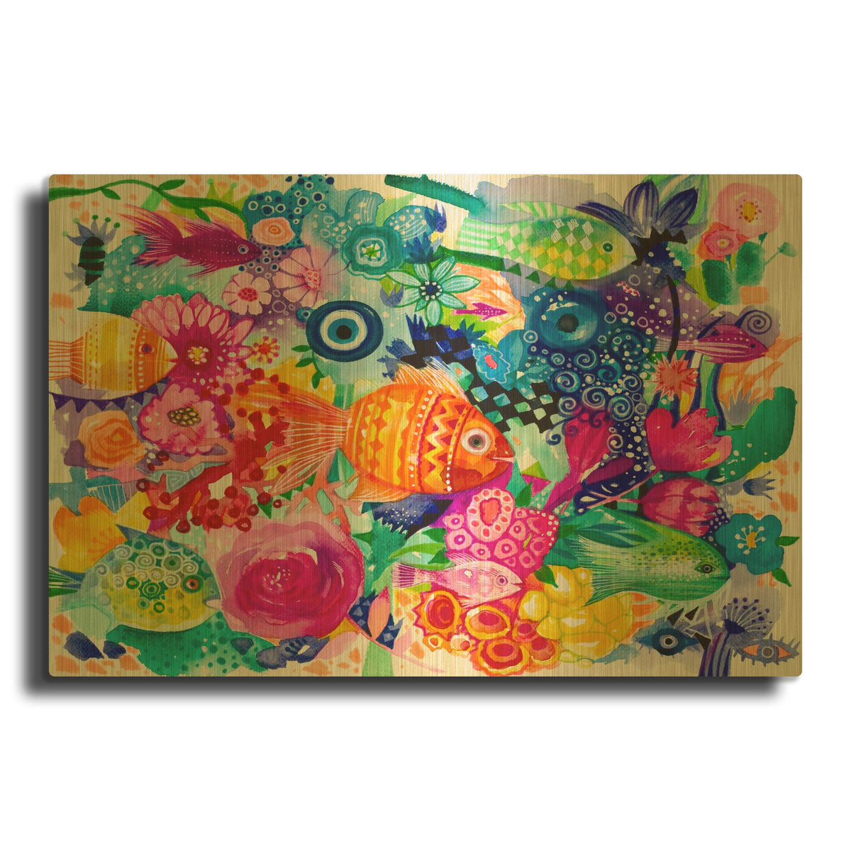 'Fish Nazar' By Oxana Zaika Gold Metal Wall Art