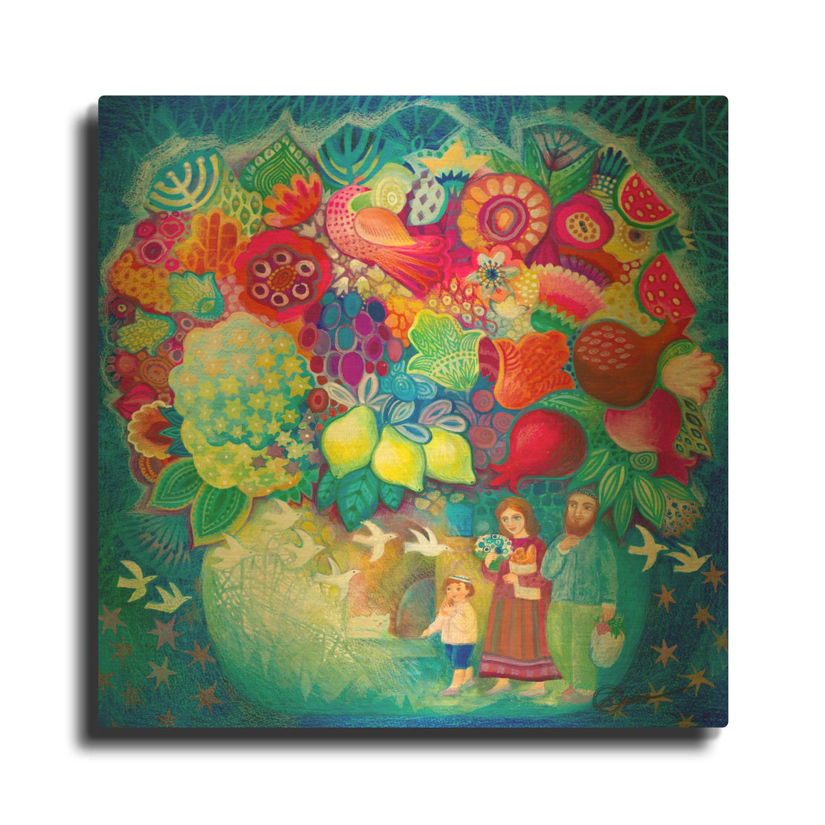 'Flowers From Israel' By Oxana Zaika Gold Metal Wall Art