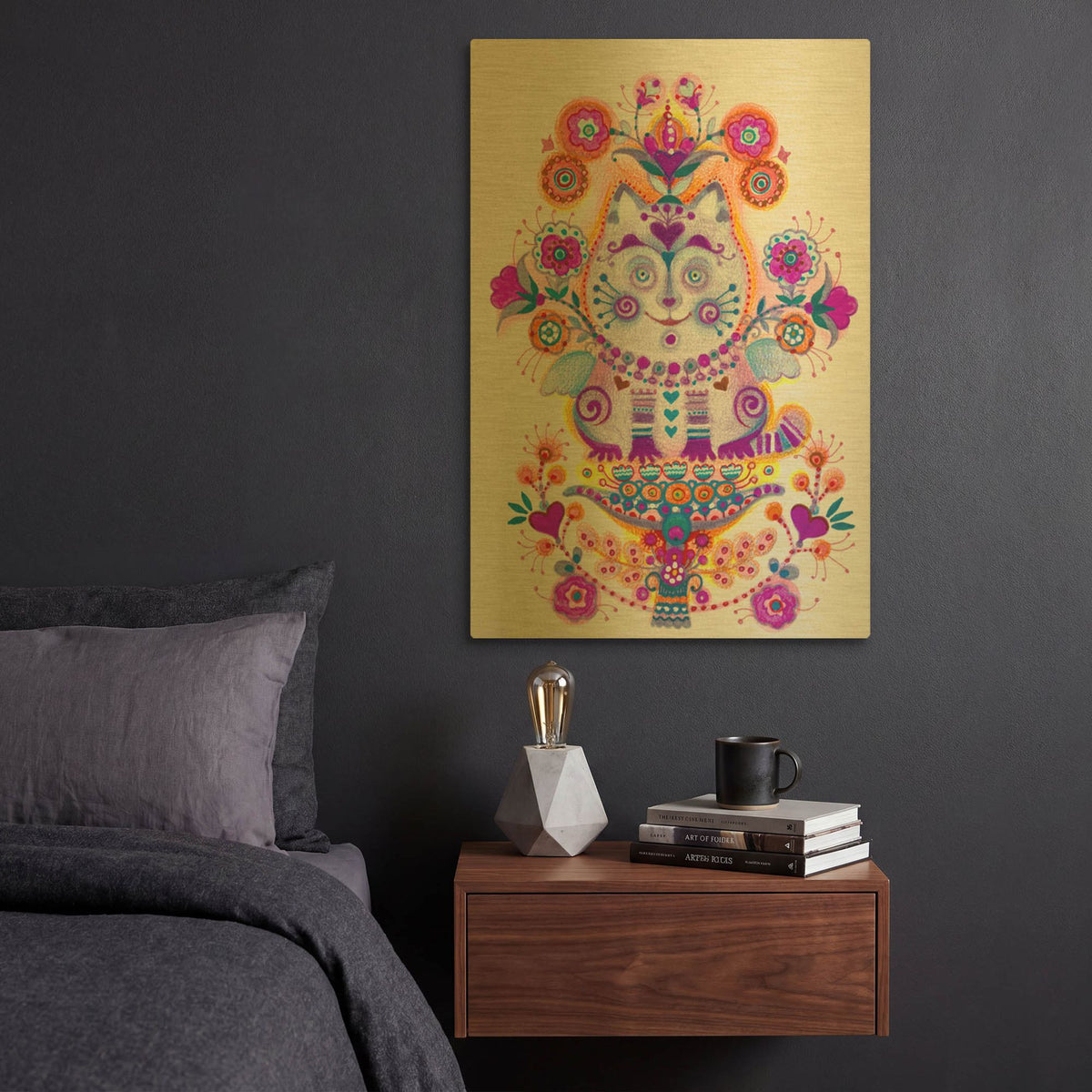 'Folk' By Oxana Zaika Gold Metal Wall Art