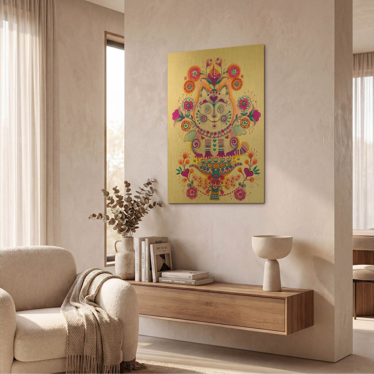 'Folk' By Oxana Zaika Gold Metal Wall Art