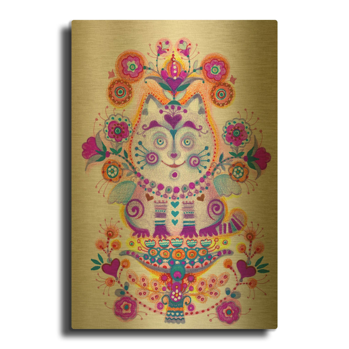 'Folk' By Oxana Zaika Gold Metal Wall Art