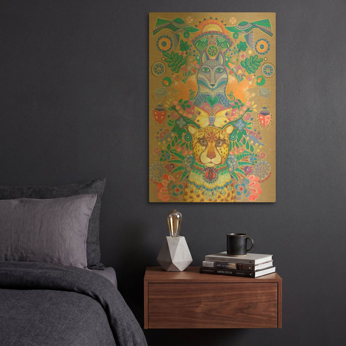 'Gepard' By Oxana Zaika Gold Metal Wall Art