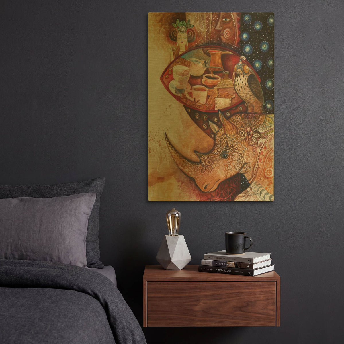 'Goddess Of Coffee' By Oxana Zaika Gold Metal Wall Art