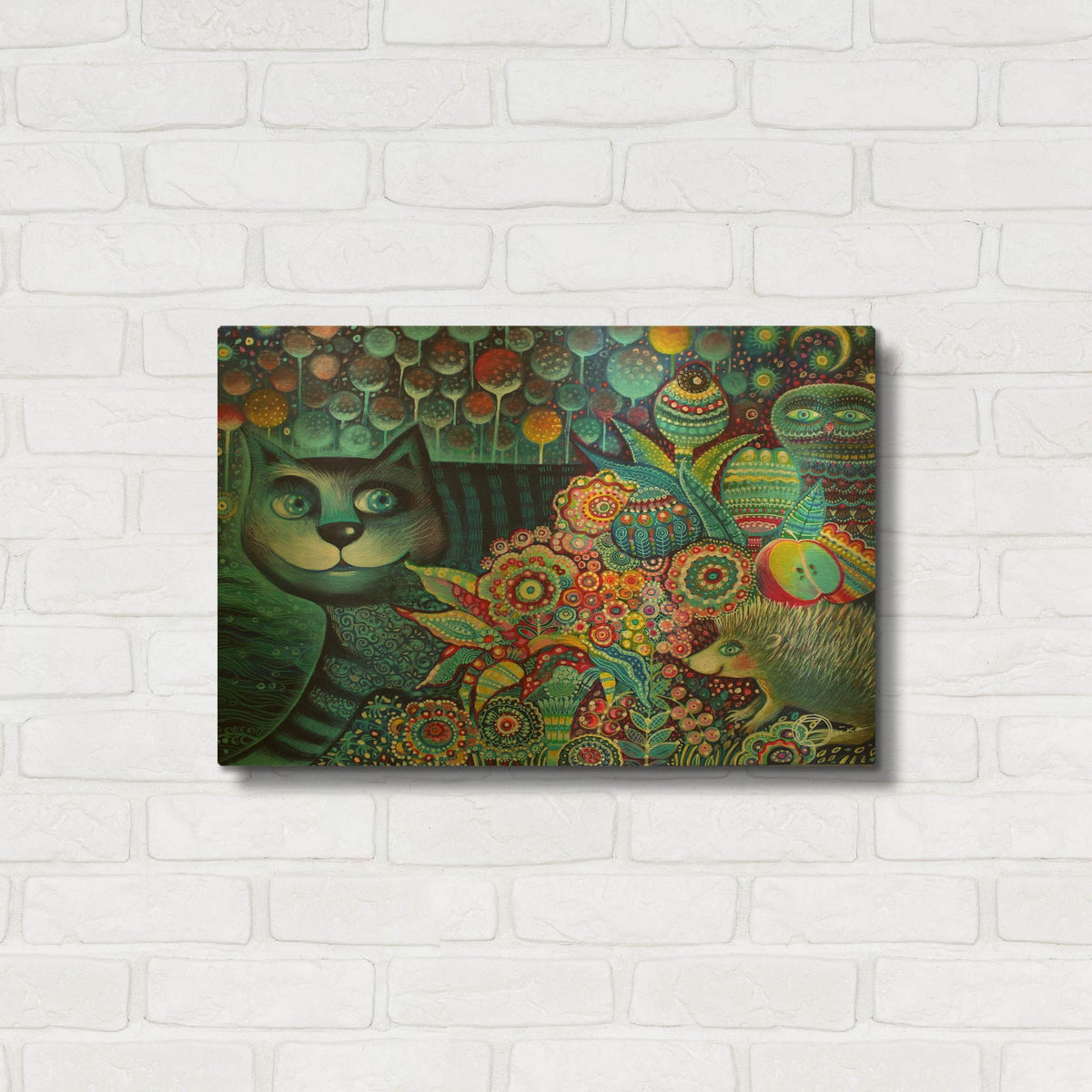 'Indigo Cat' By Oxana Zaika Gold Metal Wall Art