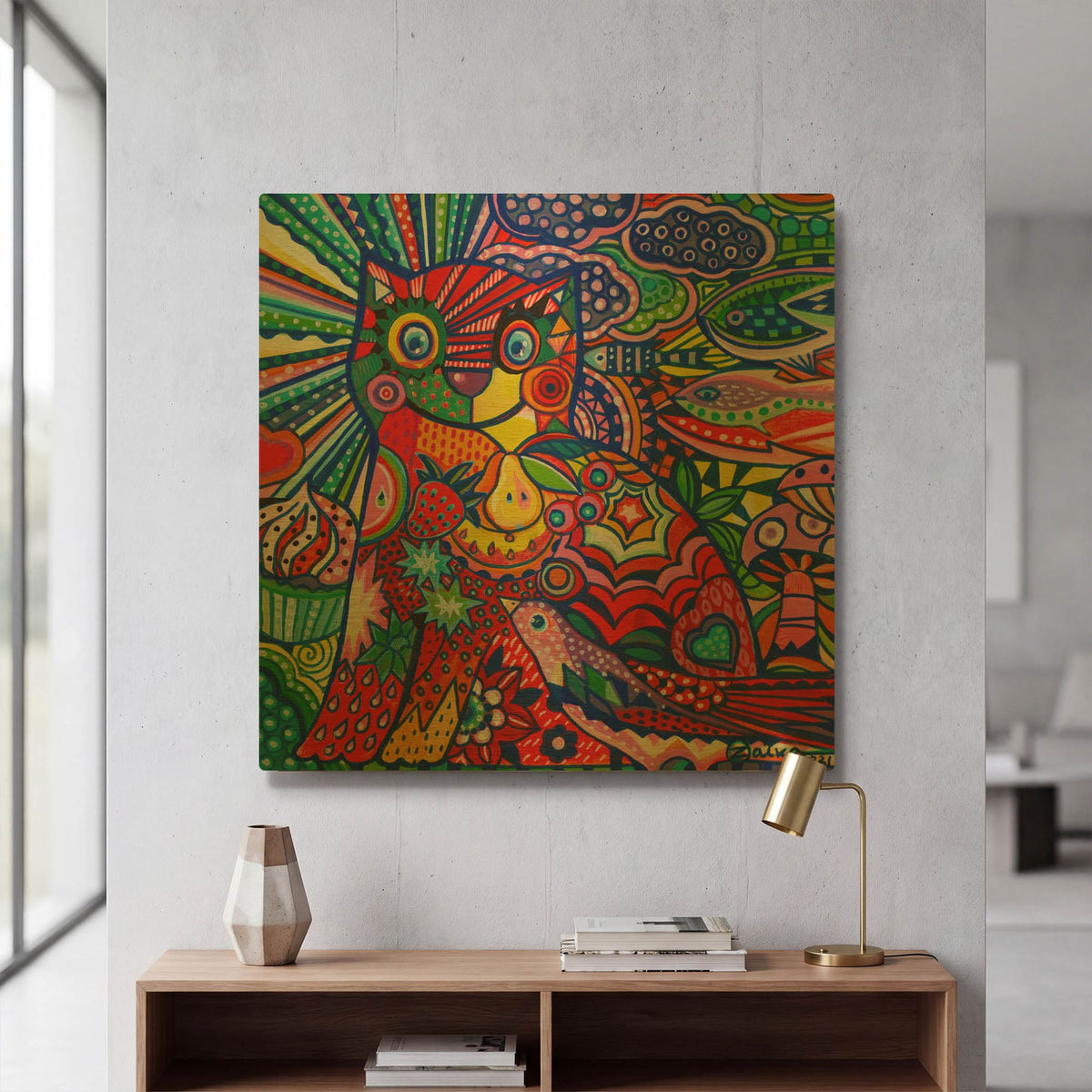'Pop Cat' By Oxana Zaika Gold Metal Wall Art