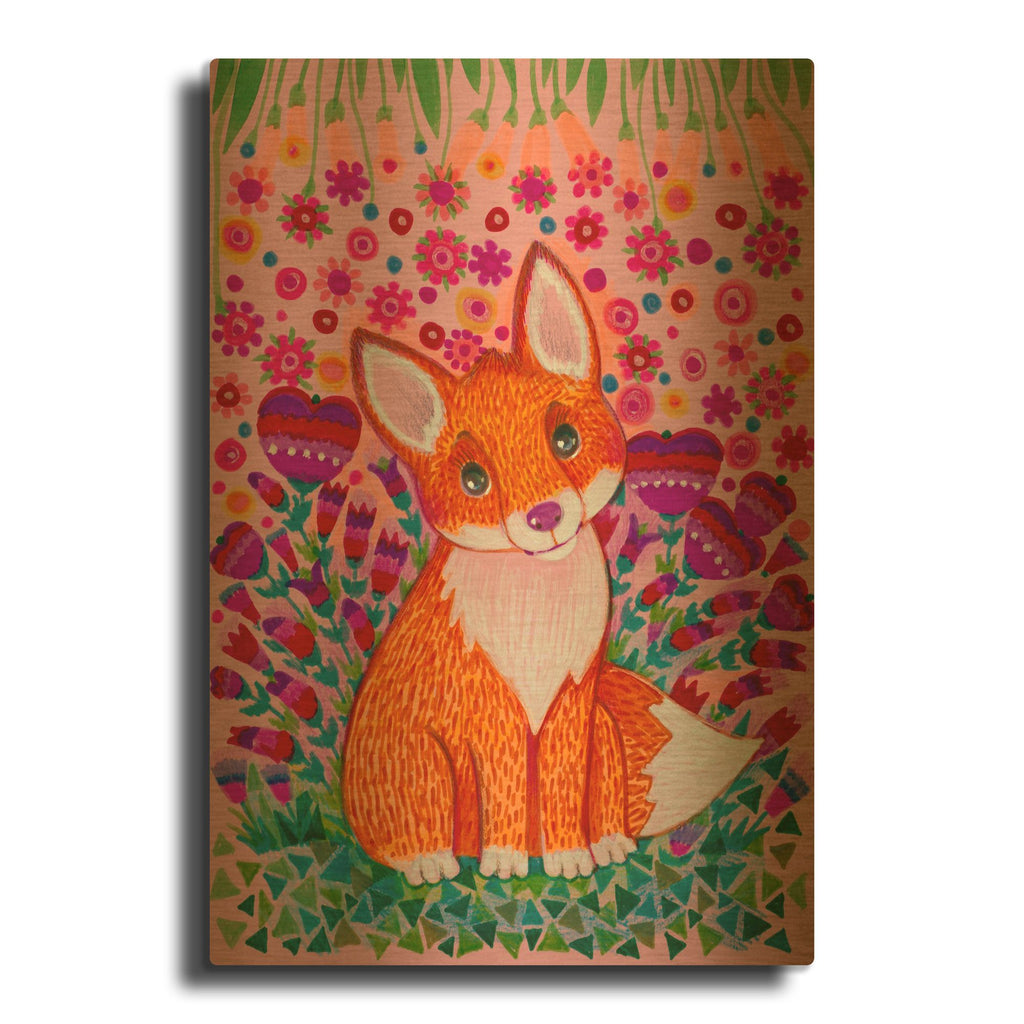 'Sweet Fox' By Oxana Zaika Gold Metal Wall Art