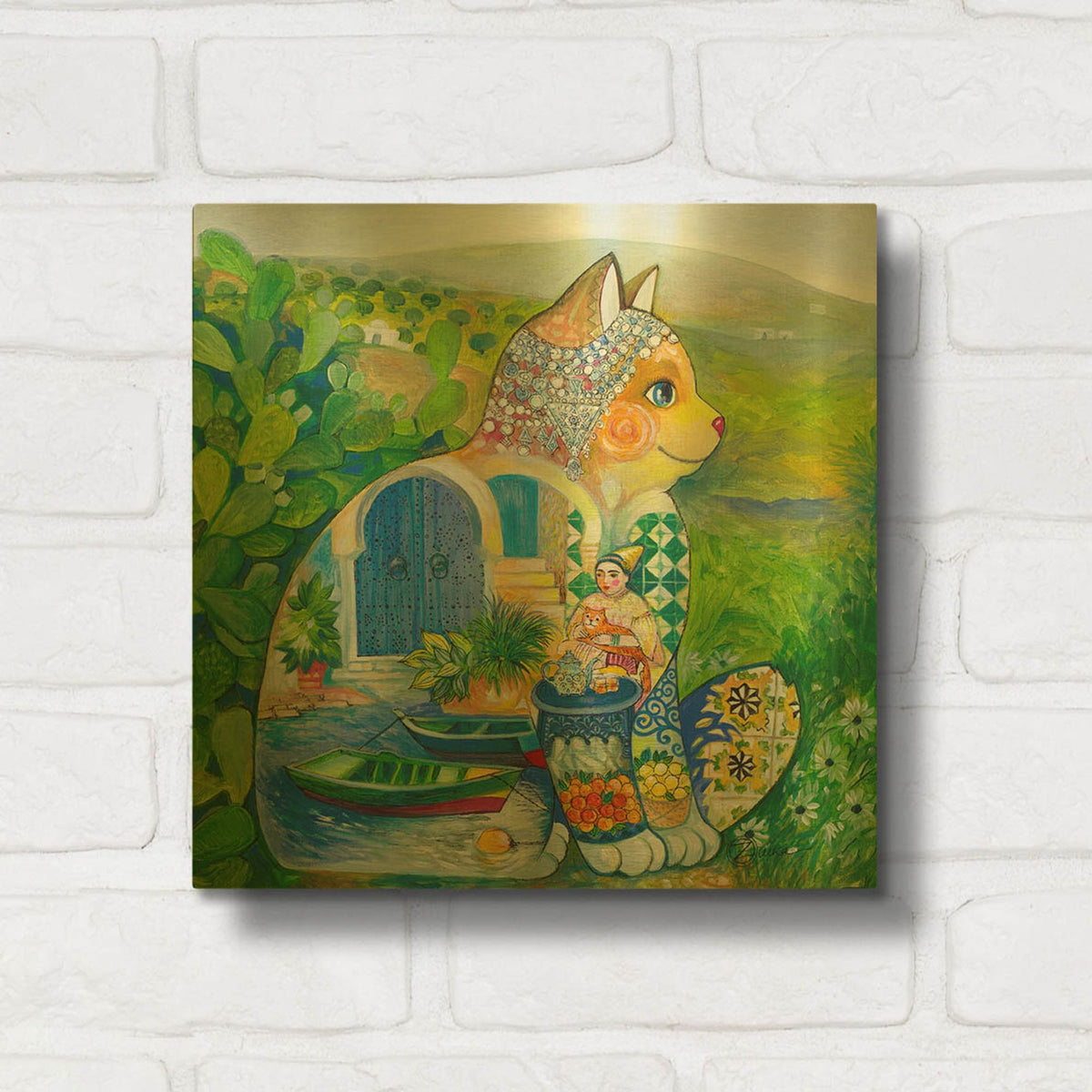'Tunisian Judaica' By Oxana Zaika Gold Metal Wall Art