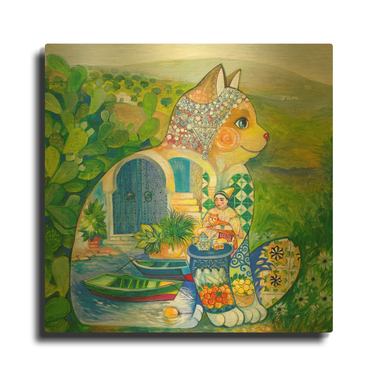 'Tunisian Judaica' By Oxana Zaika Gold Metal Wall Art