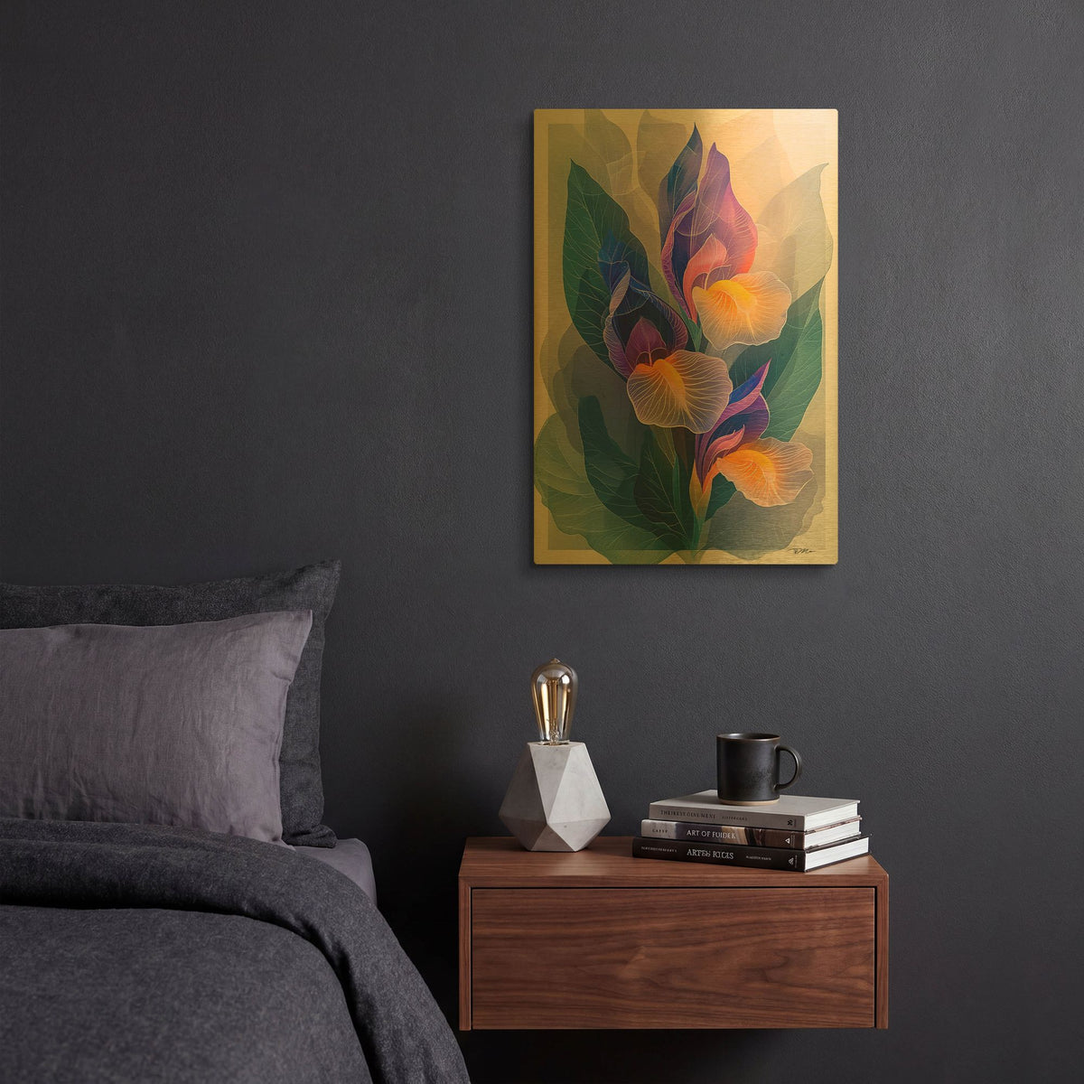 'Abstract Iris' By Momart Gold Metal Wall Art