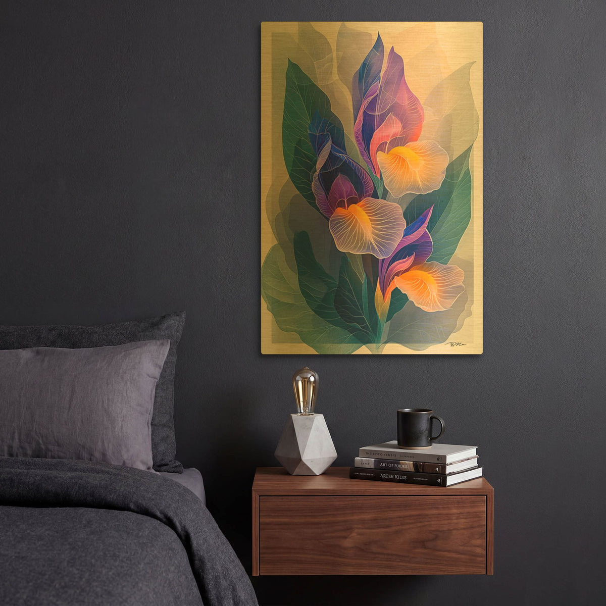 'Abstract Iris' By Momart Gold Metal Wall Art