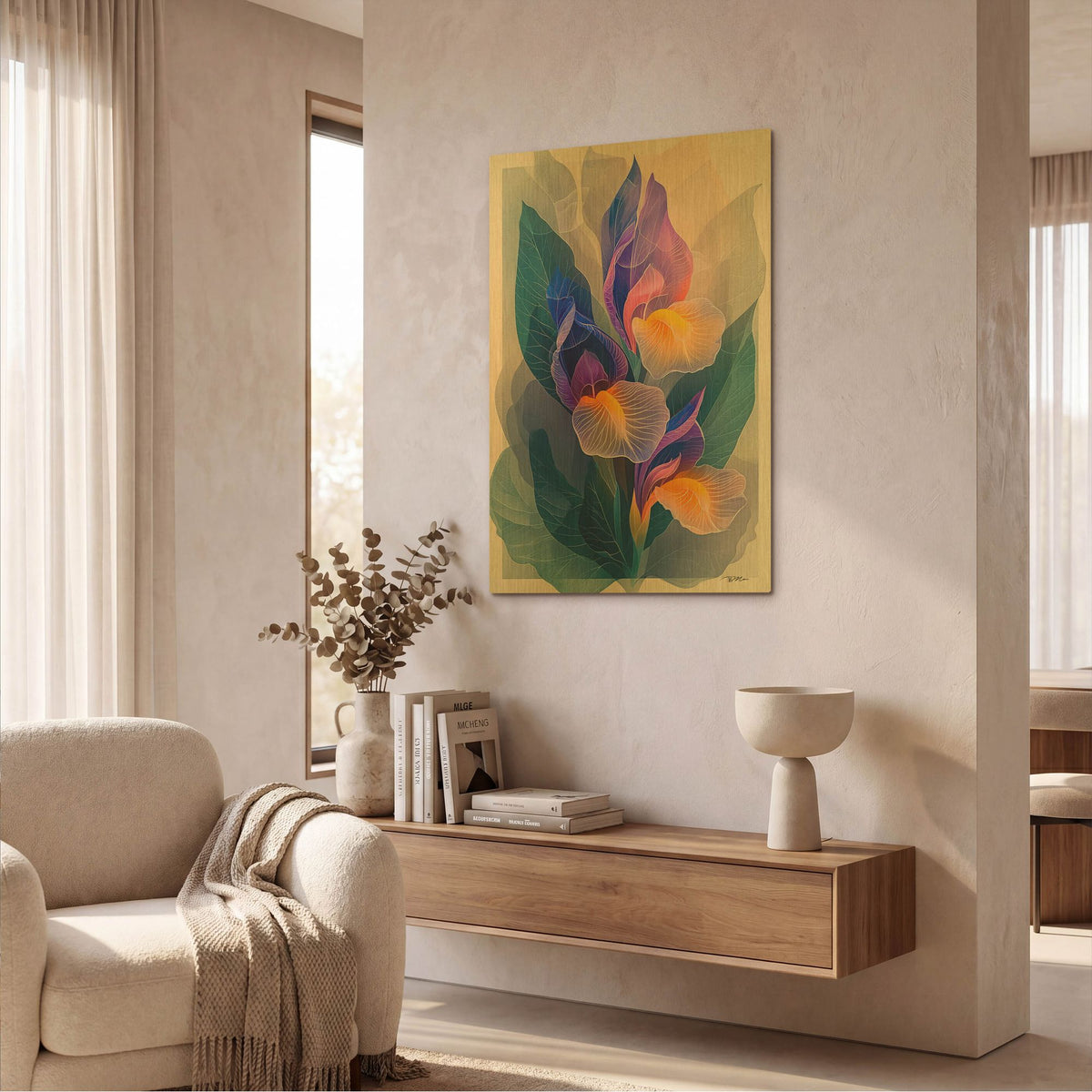 'Abstract Iris' By Momart Gold Metal Wall Art