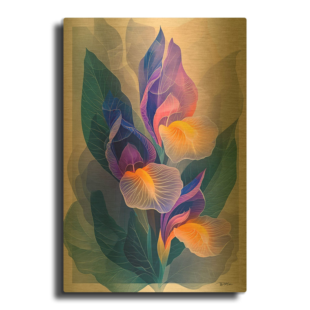 'Abstract Iris' By Momart Gold Metal Wall Art
