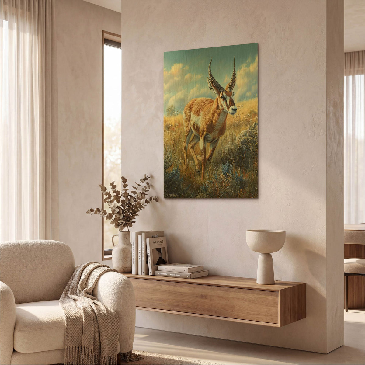 'Antelope' By Momart Gold Metal Wall Art
