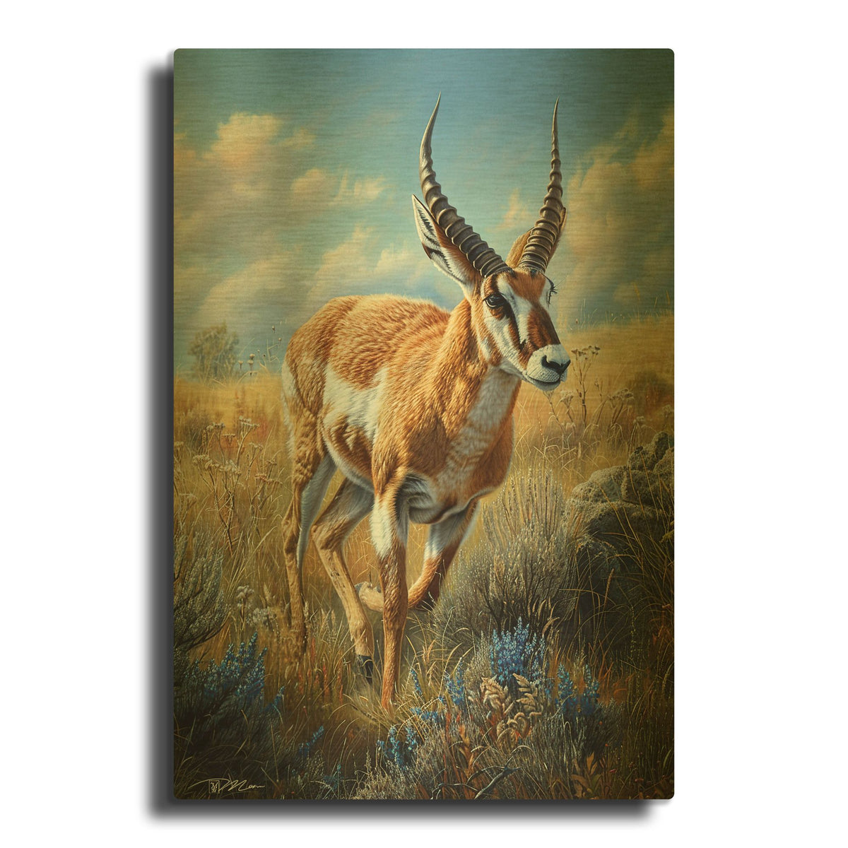 'Antelope' By Momart Gold Metal Wall Art