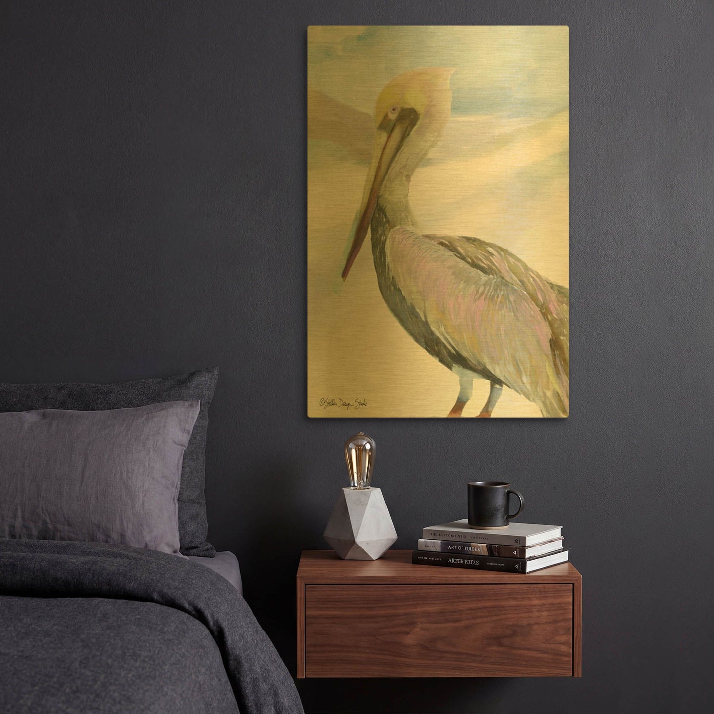 'Pelican 2' By Stellar Design Studio Gold Metal Wall Art