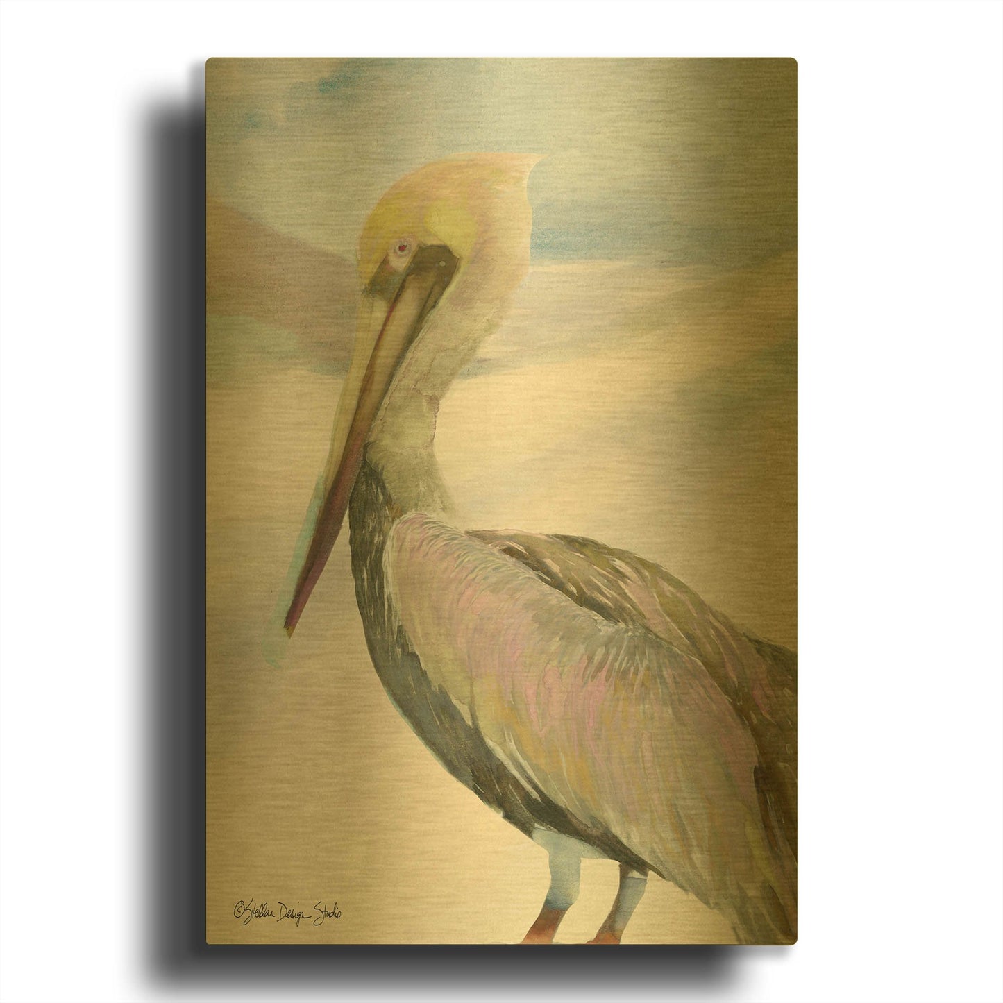 'Pelican 2' By Stellar Design Studio Gold Metal Wall Art