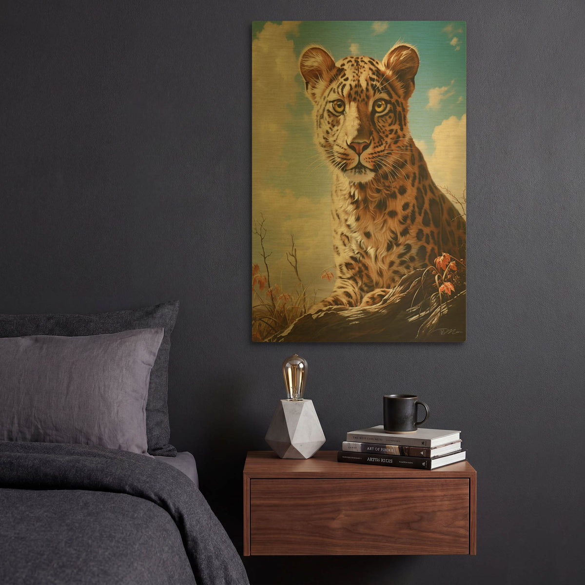 'Baby Leopard' By Momart Gold Metal Wall Art