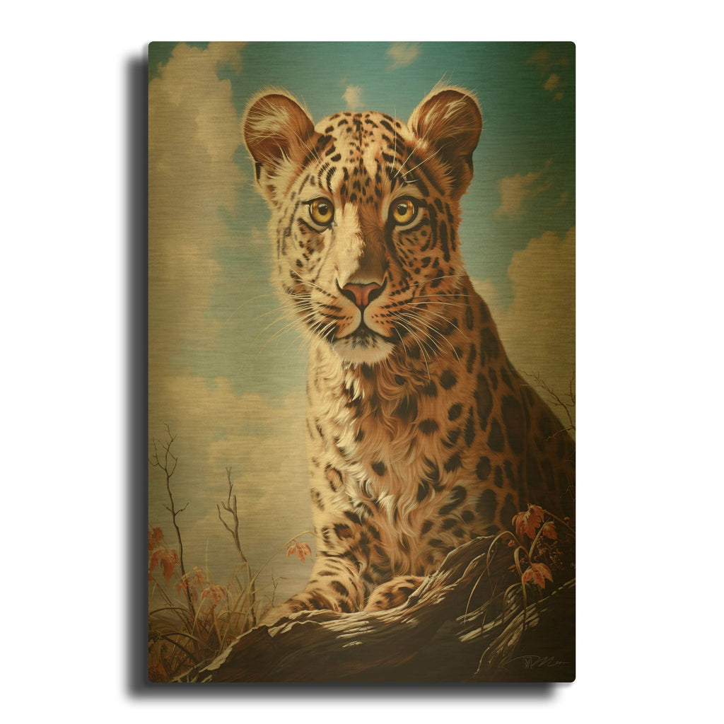 'Baby Leopard' By Momart Gold Metal Wall Art