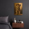 'Baby Lion 1' By Momart Gold Metal Wall Art