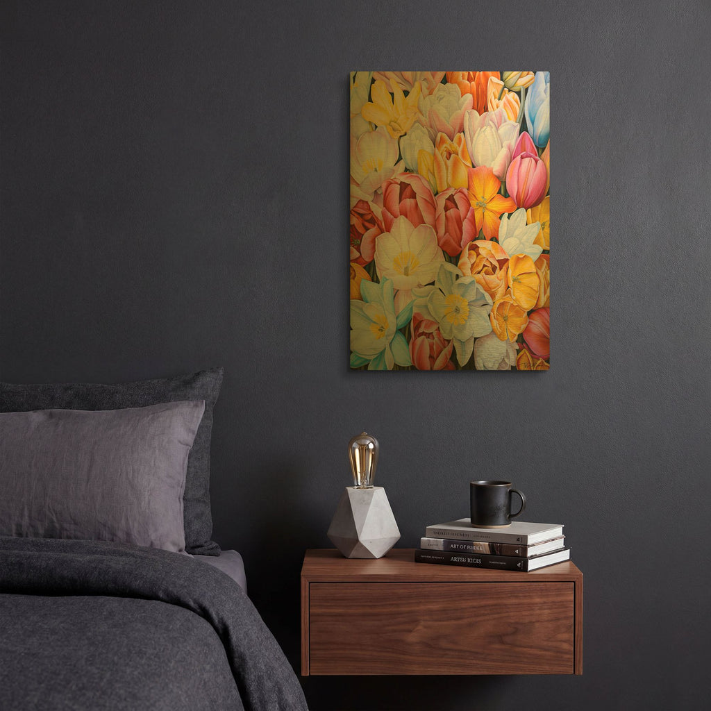 'Background Of Tulips' By Momart Gold Metal Wall Art
