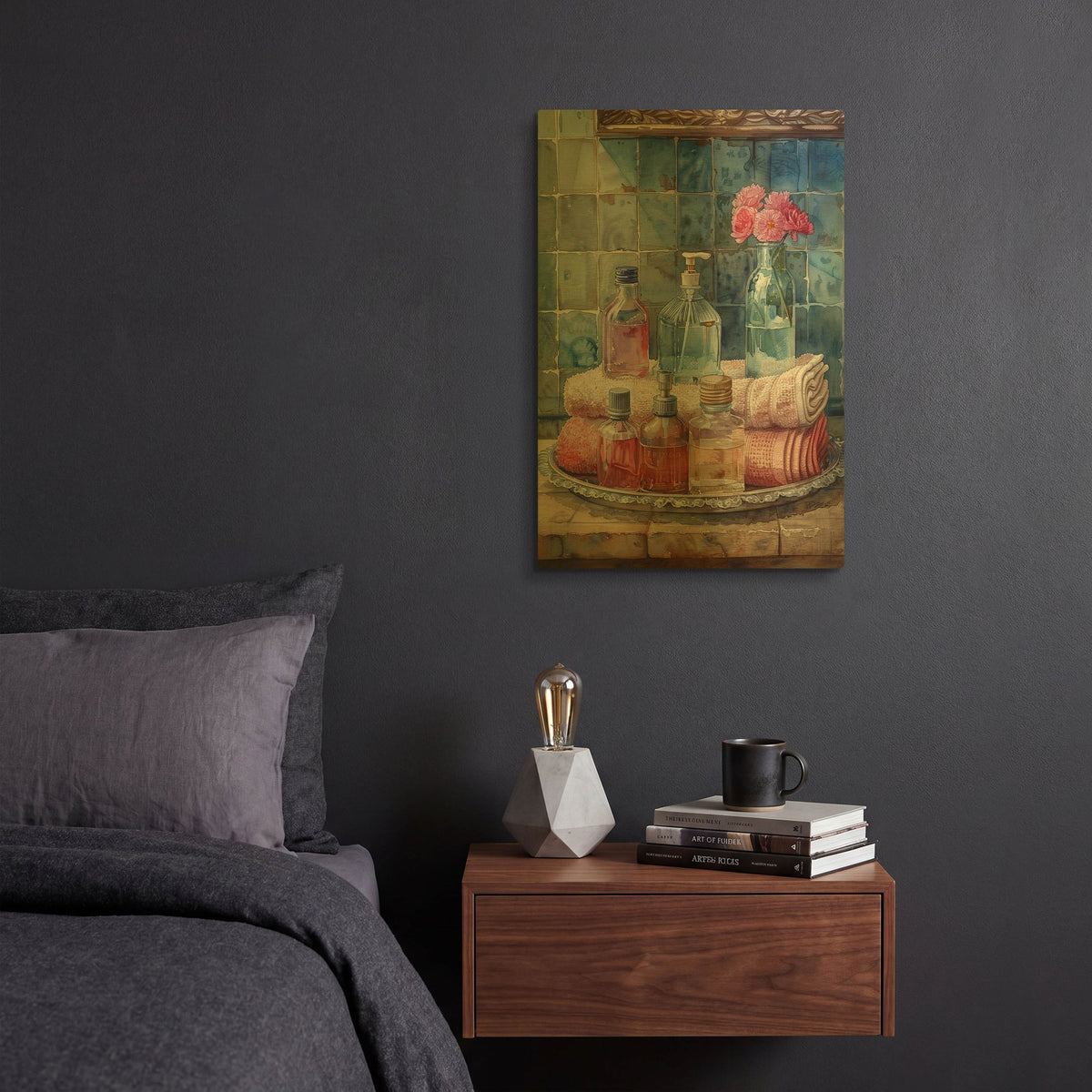 'Bath Perfumes' By Momart Gold Metal Wall Art