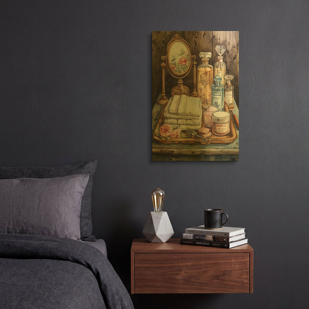 'Bath Salts And Perfumes' By Momart Gold Metal Wall Art