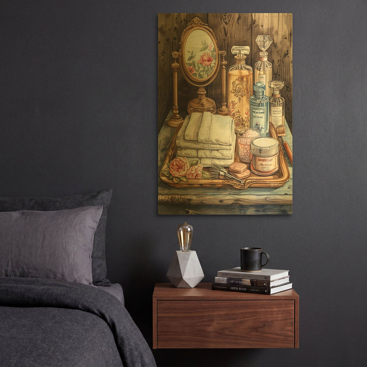 'Bath Salts And Perfumes' By Momart Gold Metal Wall Art