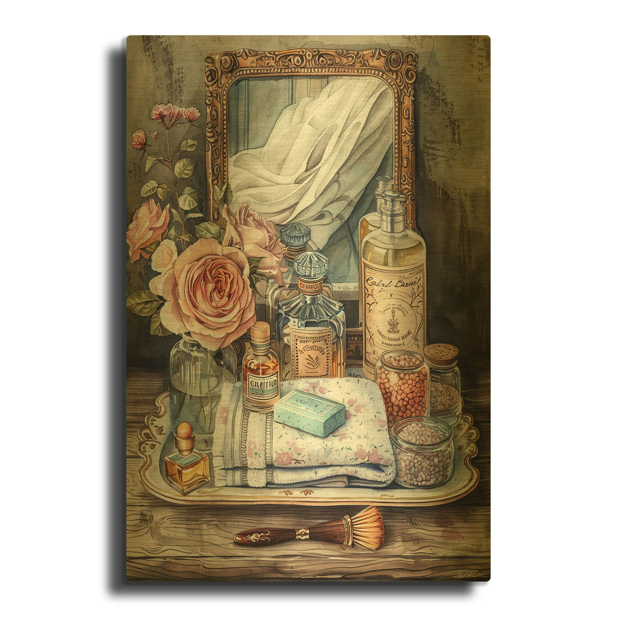 'Bath Salts' By Momart Gold Metal Wall Art
