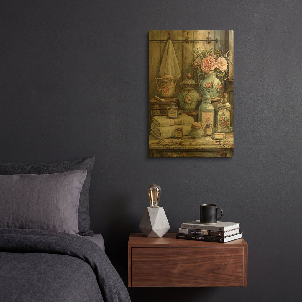 'Bathroom Accessories' By Momart Gold Metal Wall Art