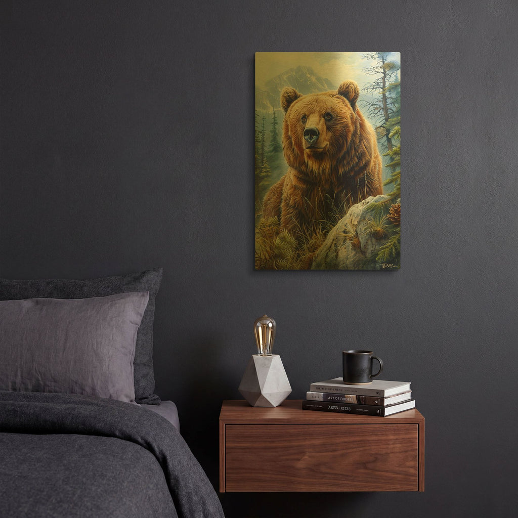 'Bear Portrait' By Momart Gold Metal Wall Art