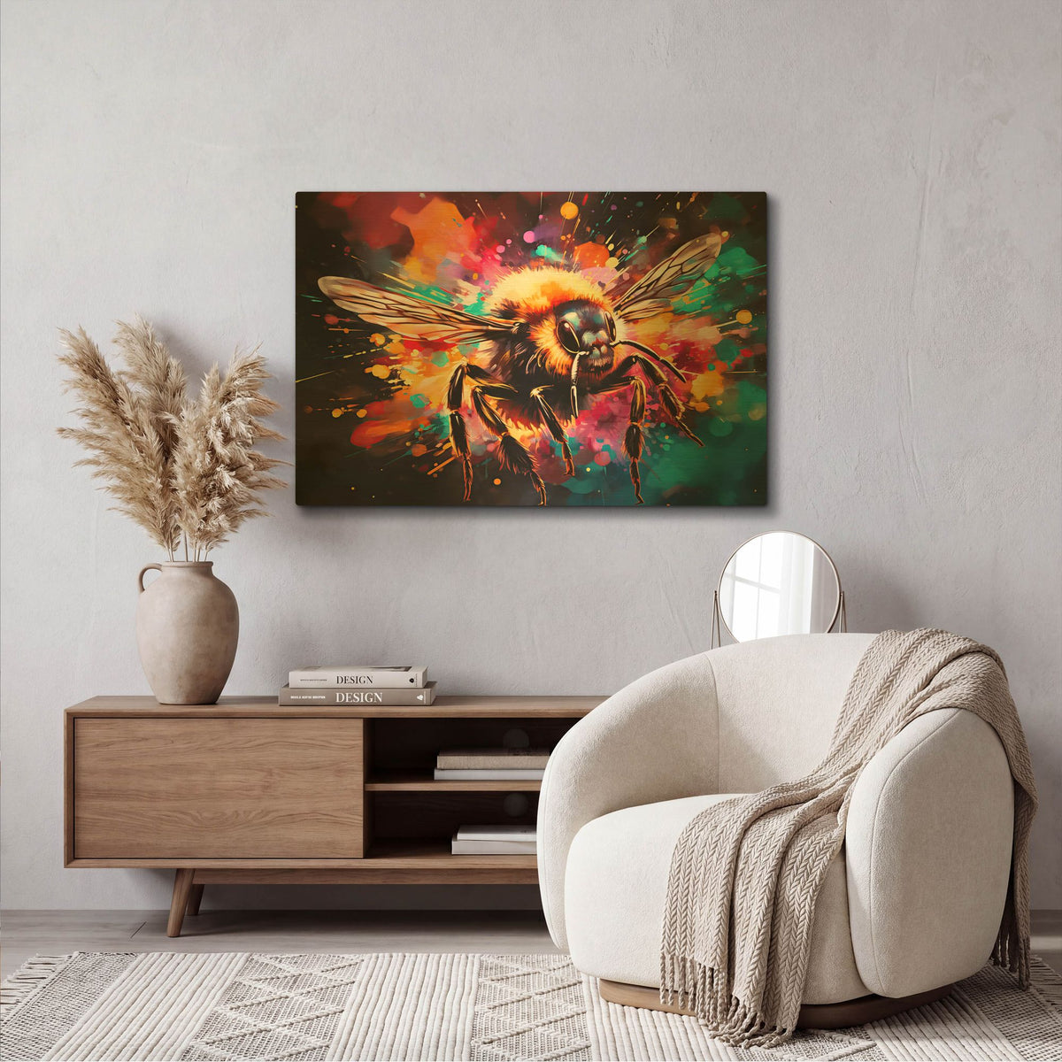 'Bee Painting' By Momart Gold Metal Wall Art
