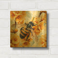'Bee With Yellow Flowers' By Momart Gold Metal Wall Art