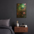 'Bird In Nest With Dream Flowers 5' By Momart Gold Metal Wall Art