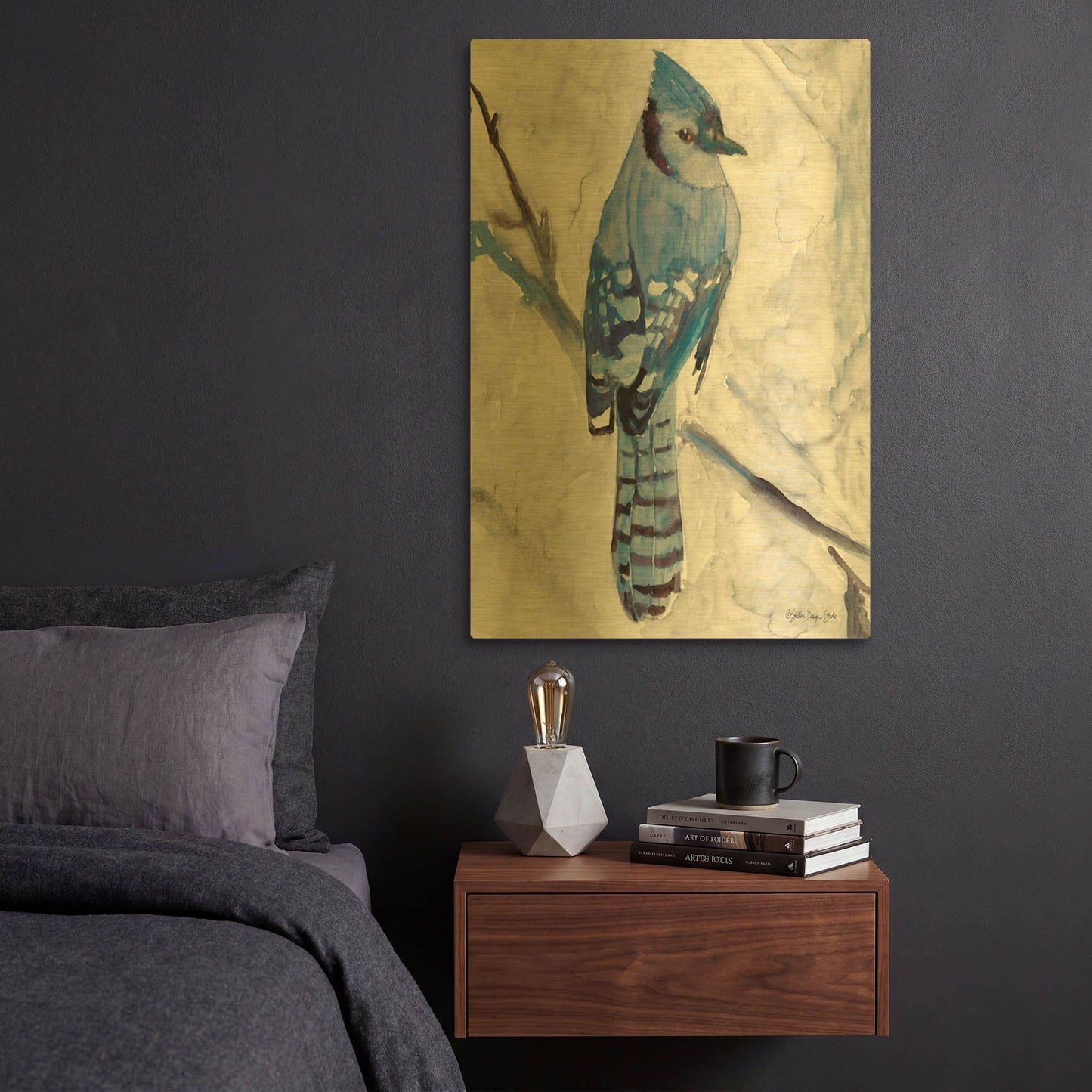 'Blue Jay 1' By Stellar Design Studio Gold Metal Wall Art