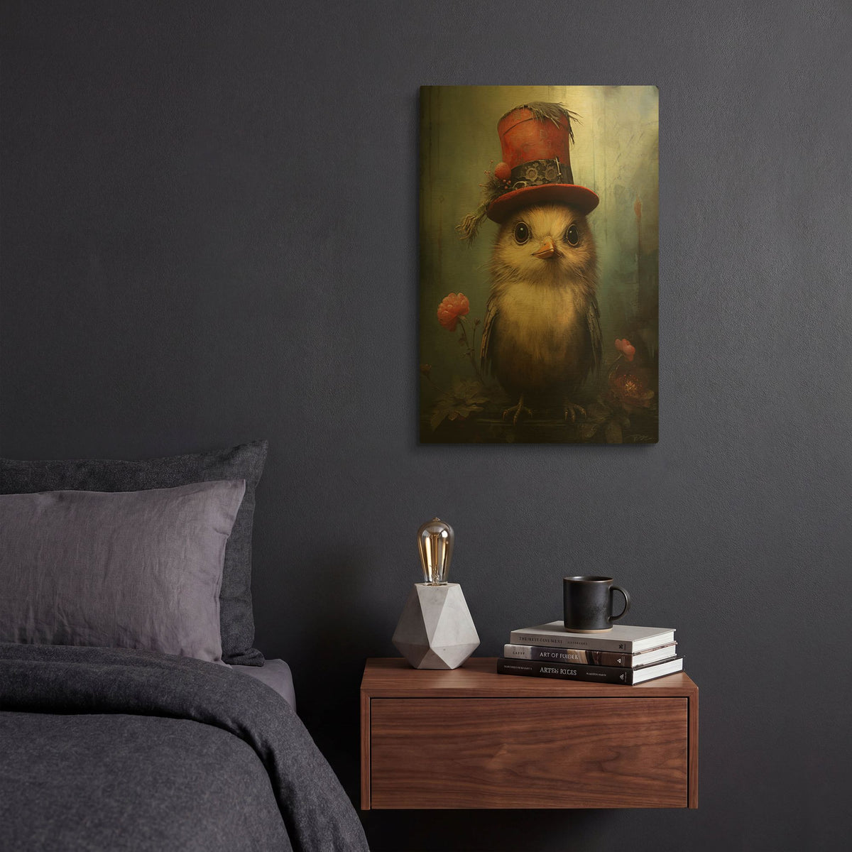 'Bird With The Red Cylinder' By Momart Gold Metal Wall Art