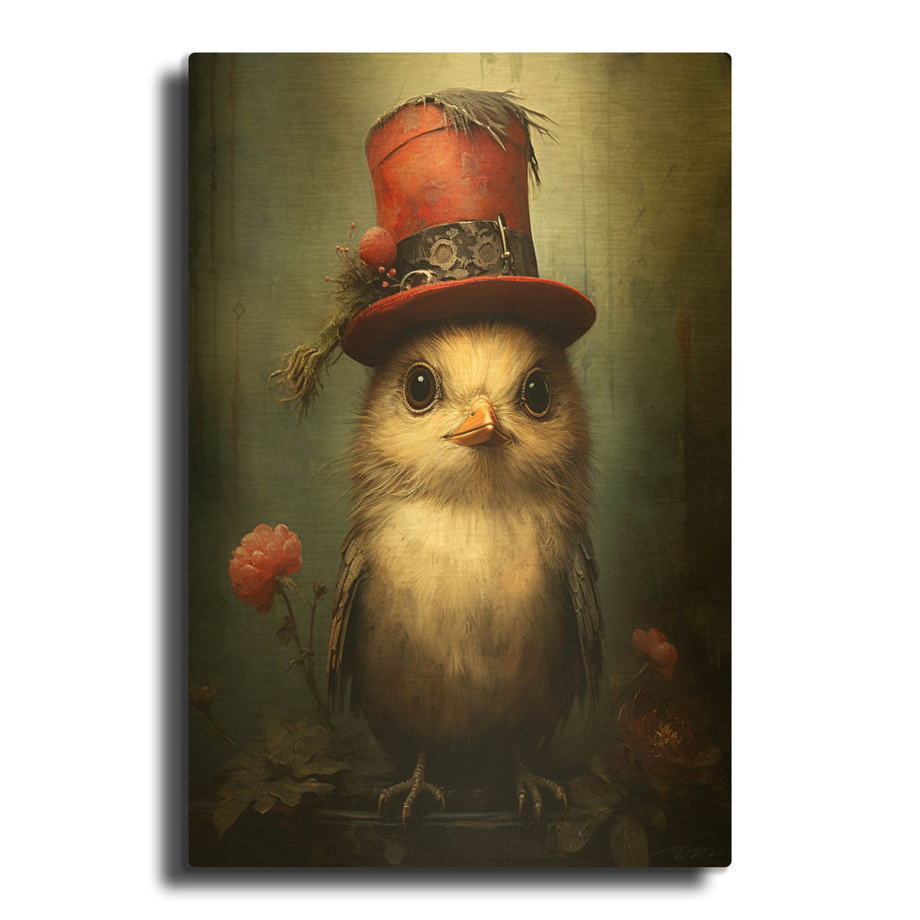 'Bird With The Red Cylinder' By Momart Gold Metal Wall Art