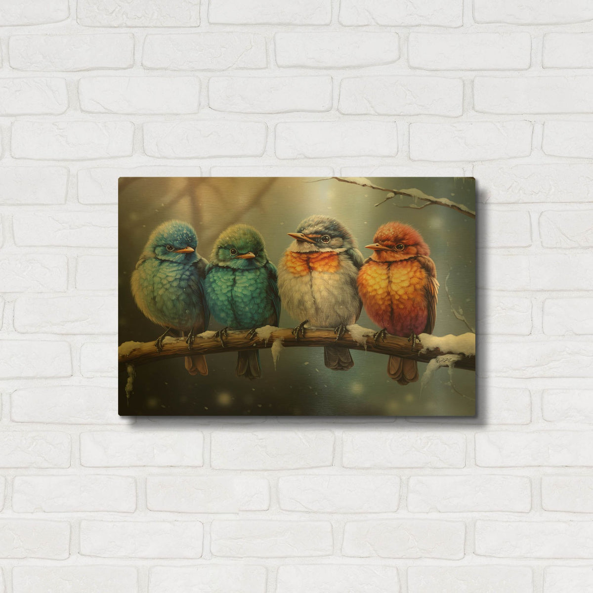 'Birds On Branches 6' By Momart Gold Metal Wall Art