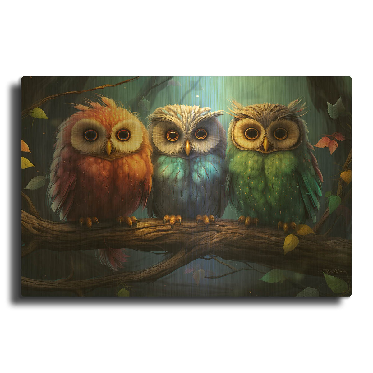 'Birds On Branches 9' By Momart Gold Metal Wall Art